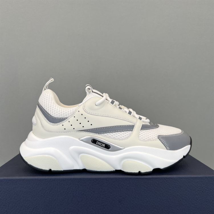 D10r B22 SNEAKERS WHITE TECHNICAL MESH WITH WHITE AND SILVER-TONE CALFSKIN   DO002