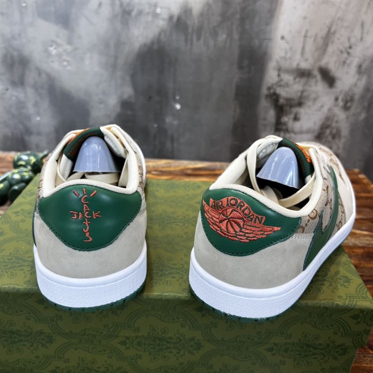 Gvc*1 X AIR JORDAN 1 LOW WHITE BROWN GREEN   GCC050