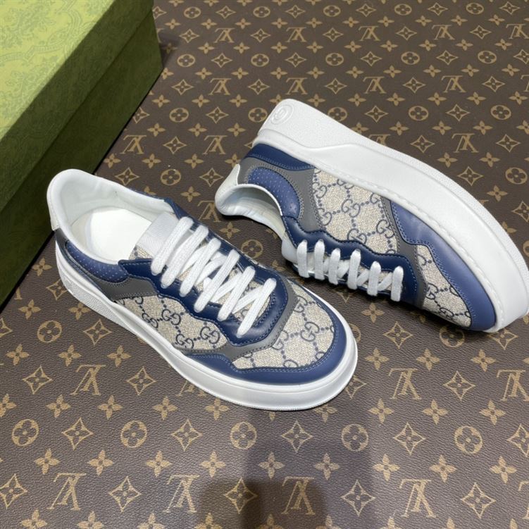 Gvc*1 MEN S GG SNEAKERS BEIGE AND BLUE Svp*me   GCC003