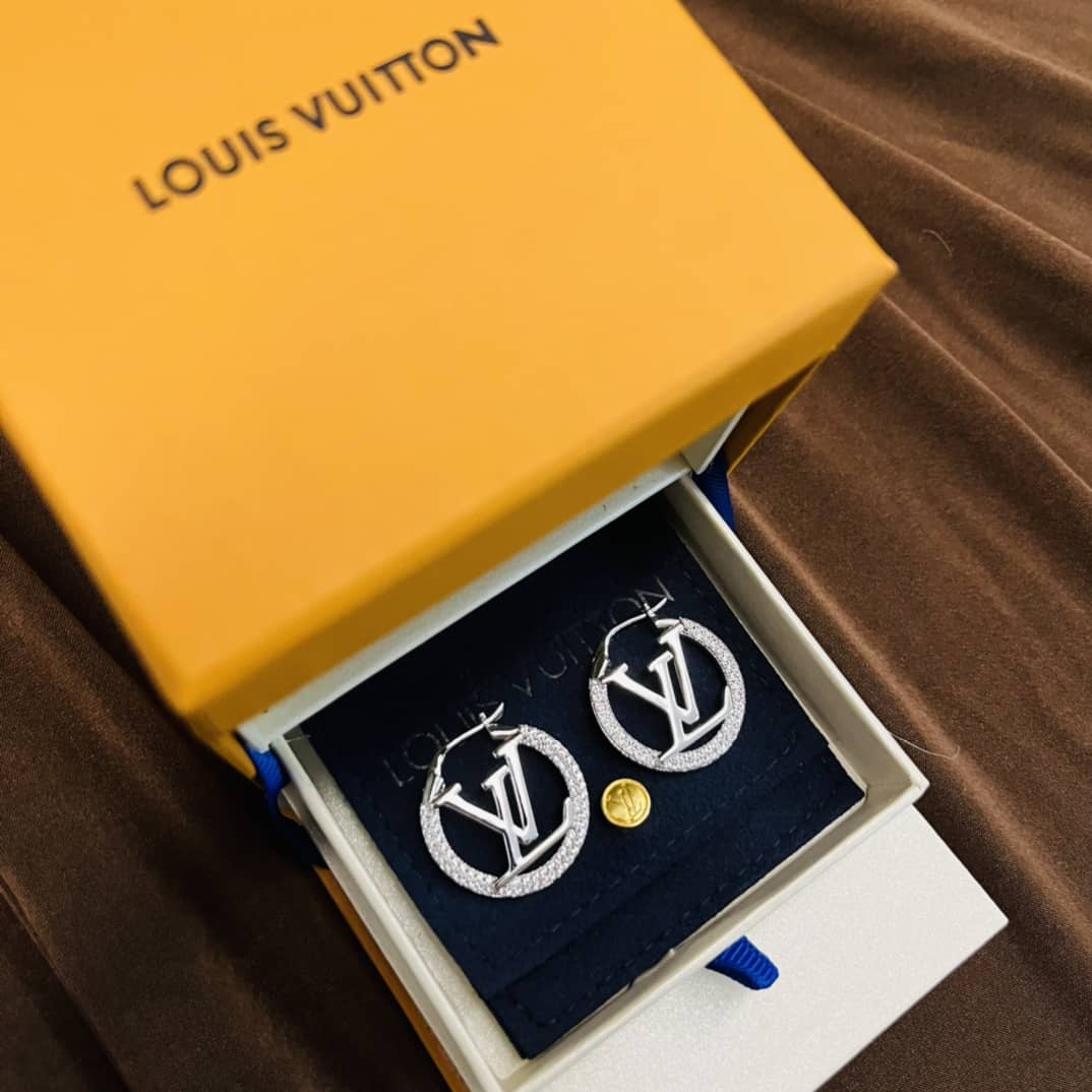 LV Hoop Earrings Dupe Logo