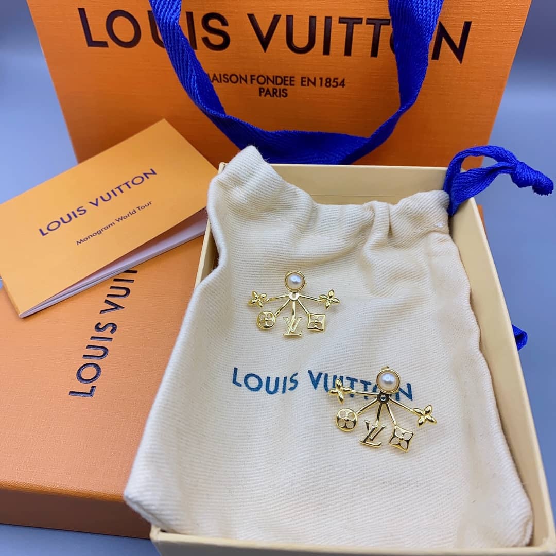 LV Hoop Earrings Dupe Logo