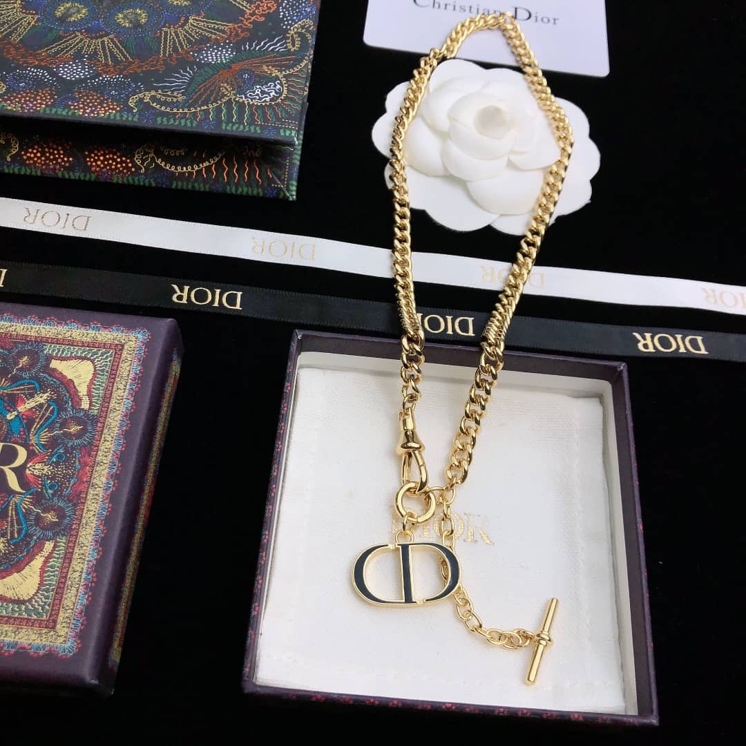 Fake Chr1st1an D10r Logo Necklace