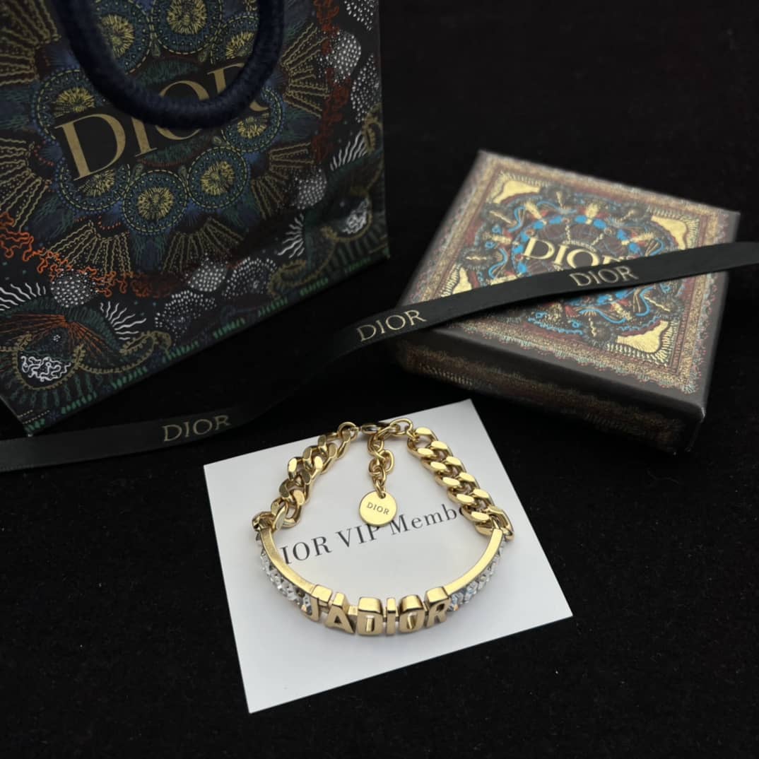 Fake Chr1st1an D10r Logo Bracelet