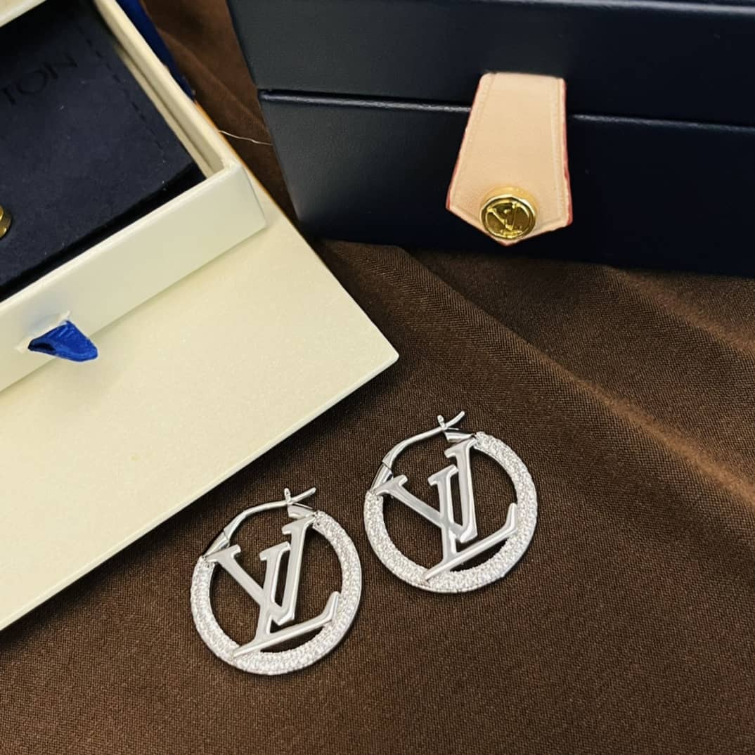 LV Hoop Earrings Dupe Logo
