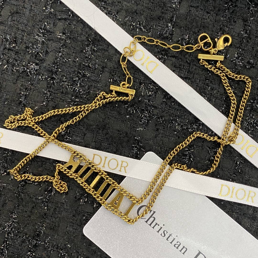 Fake Chr1st1an D10r Logo Necklace