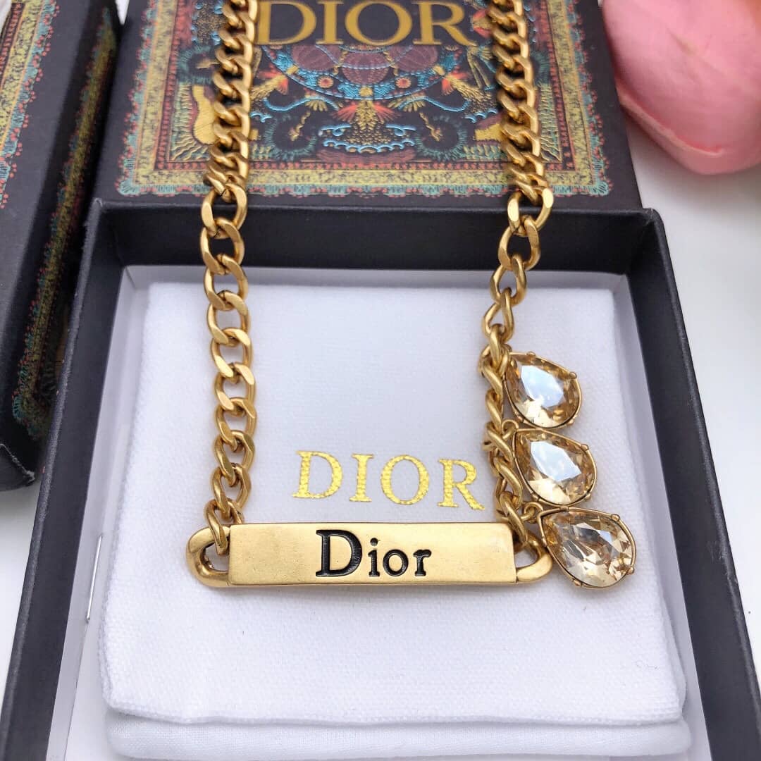 Fake Chr1st1an D10r Logo Necklace