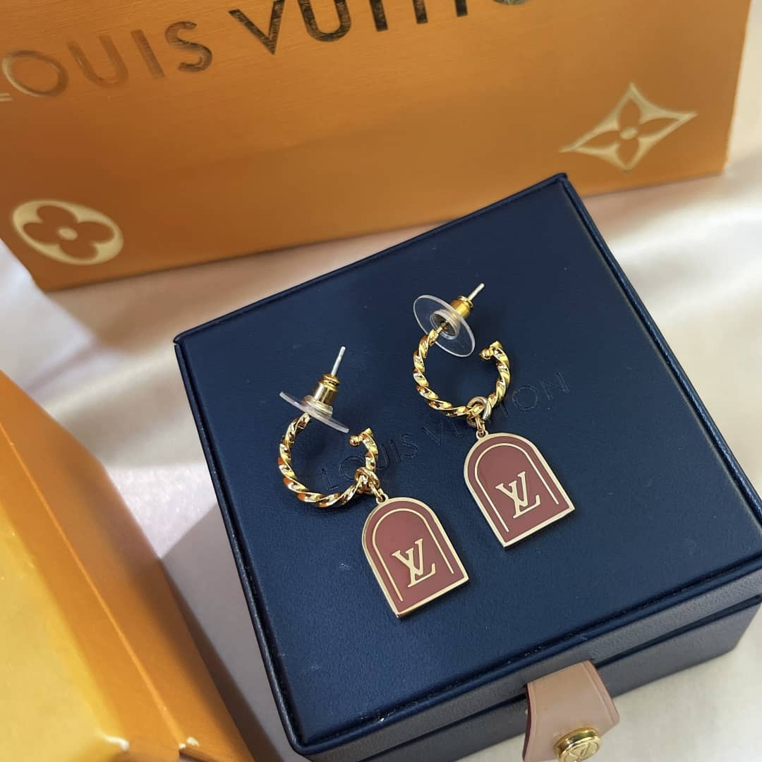 LV Hoop Earrings Dupe Logo