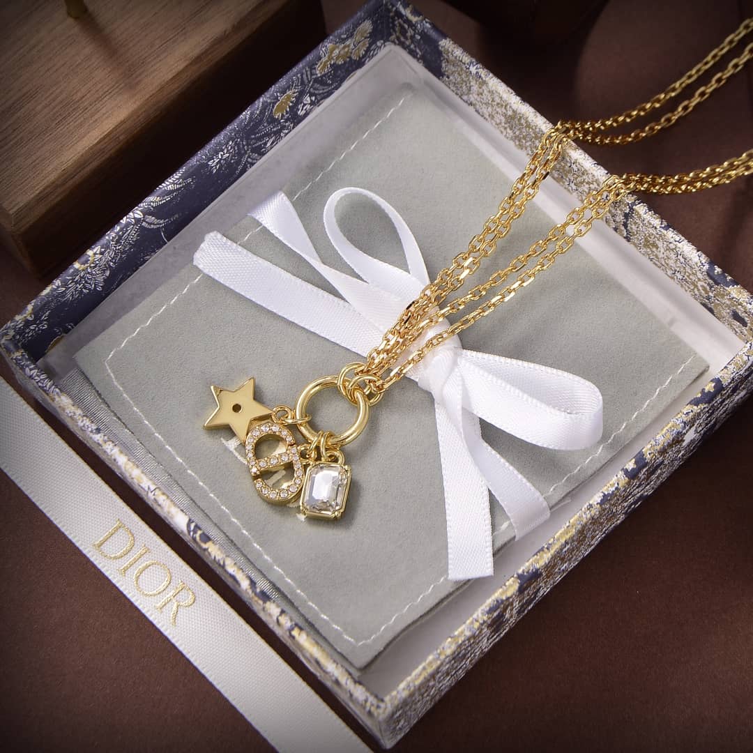 Fake Chr1st1an D10r Logo Necklace