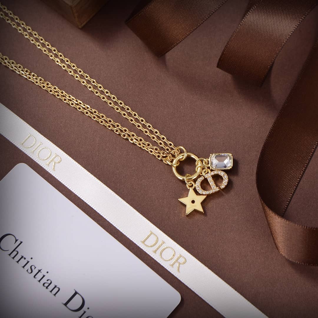 Fake Chr1st1an D10r Logo Necklace