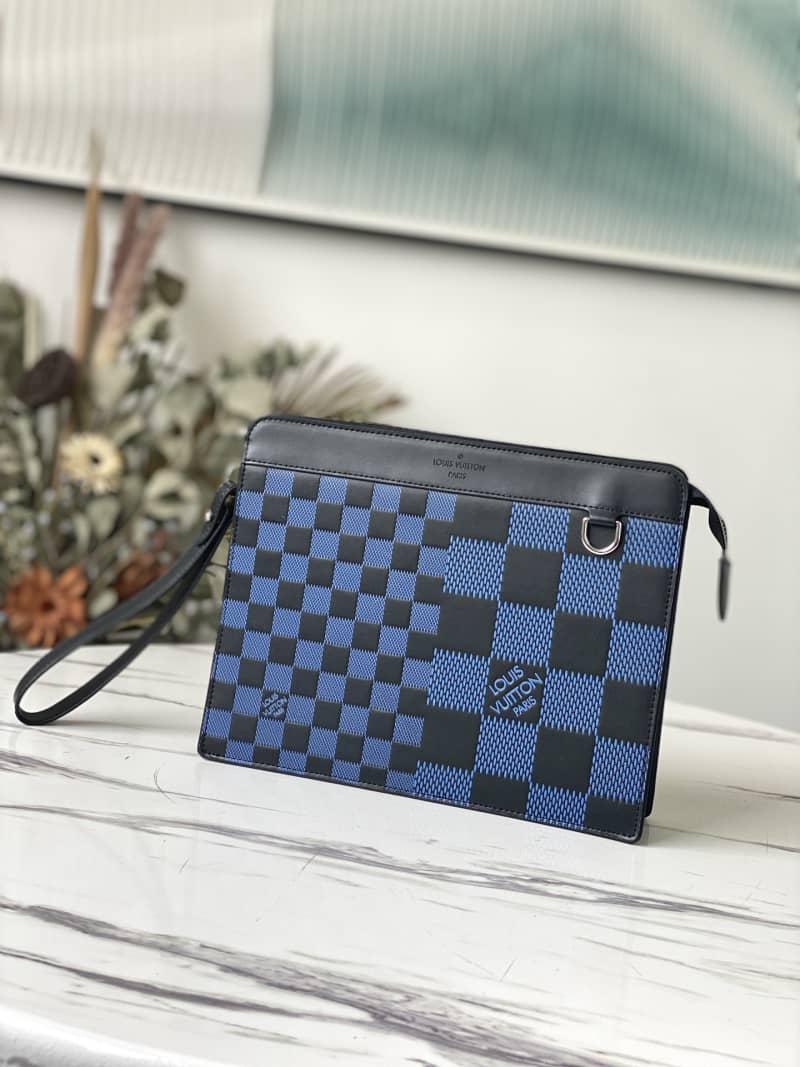 L0vis Vvtt0n Damier 3D Cowhide Leather Standing Replica Pouch N60448