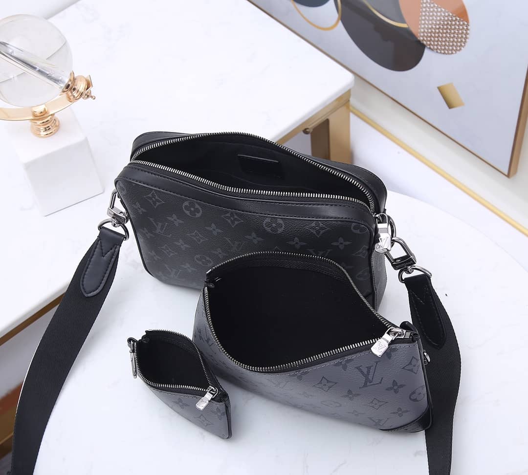 L0vis Vvtt0n Virgil Abloh Trio Multi Messenger Bag Replica Gray M69443