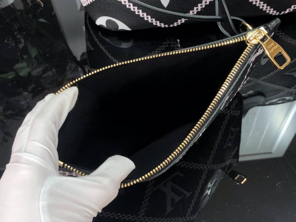 L0vis Vvtt0n Neverfull Dupe MM Empreinte Lace Black Pink M46040