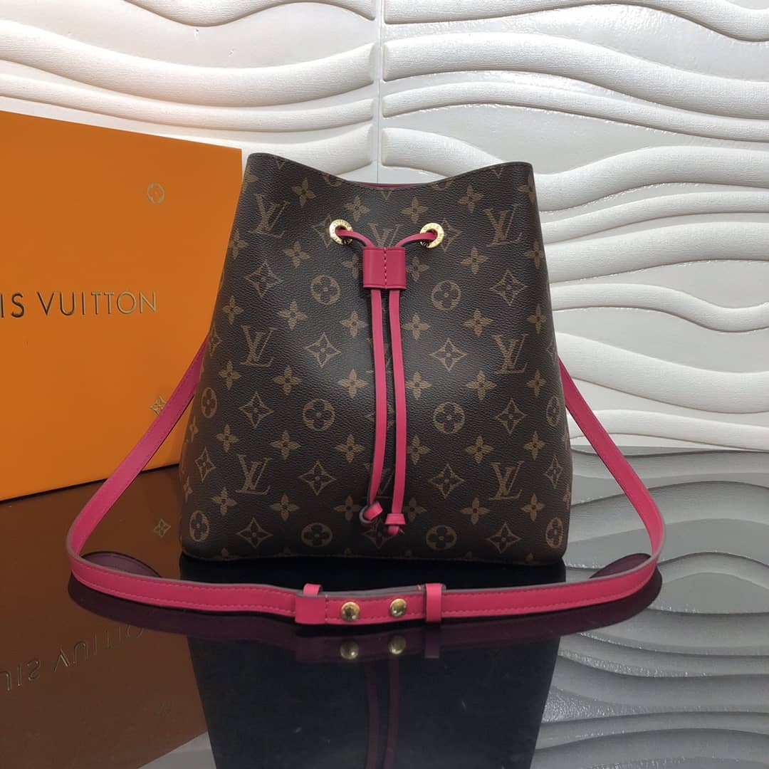 L0vis Vvtt0n Neonoe Replica Bucket Bag Brown Pink Red M44020