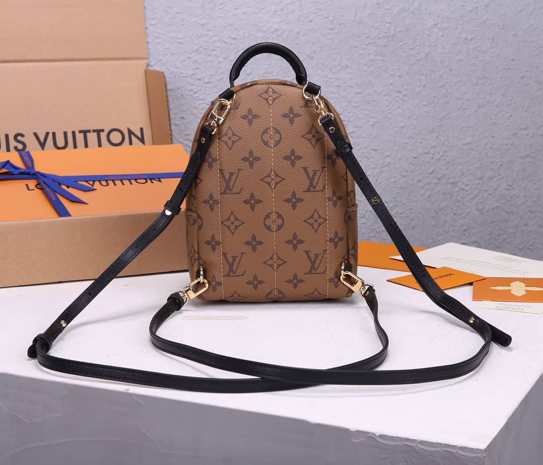 L0vis Vvtt0n Palm Spring Mini Replica Backpack Monogram Reverse Canvas Brown M44872
