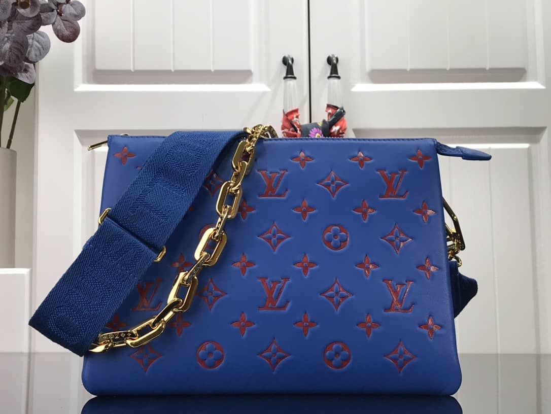 L0vis Vvtt0n Embossed Lambskin Coussin PM Replica Bag Blue M58628