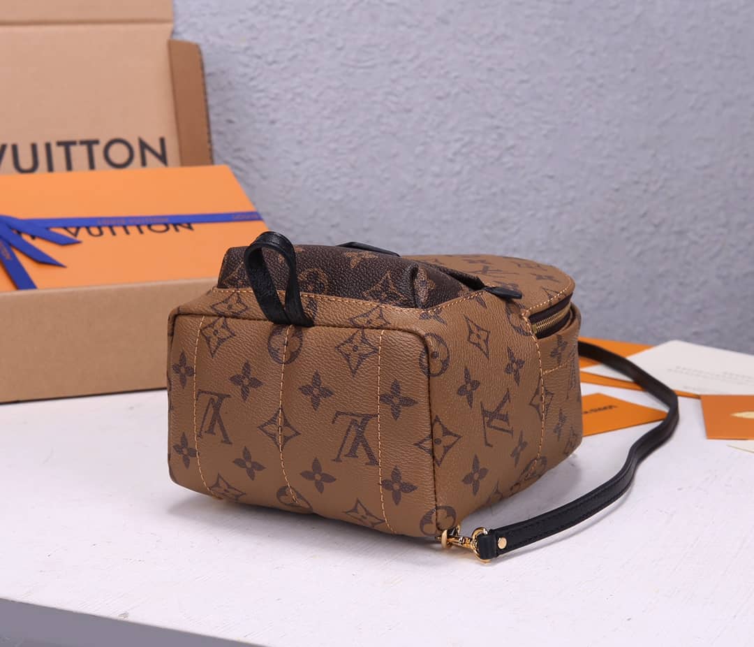 L0vis Vvtt0n Palm Spring Mini Replica Backpack Monogram Reverse Canvas Brown M44872