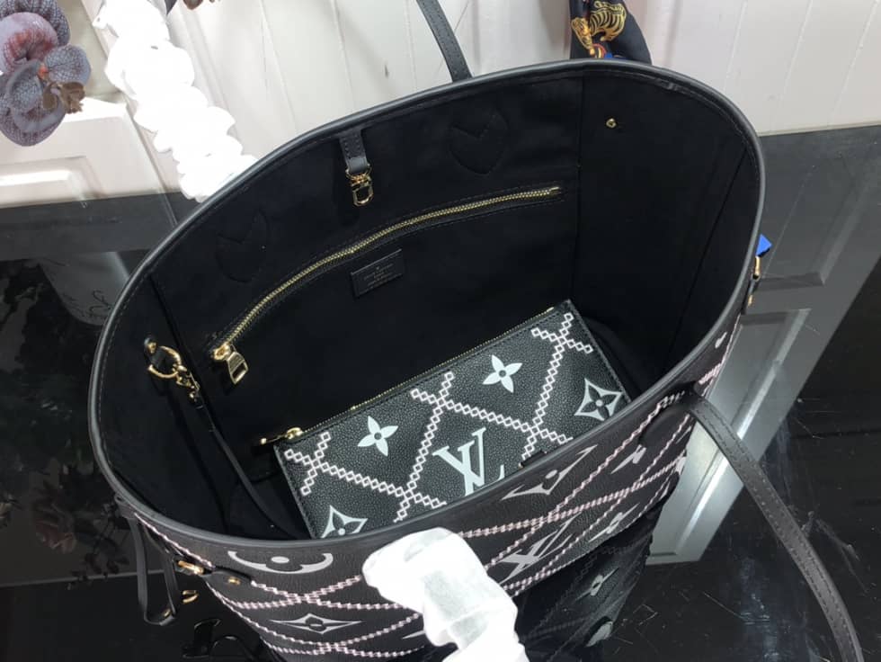 L0vis Vvtt0n Neverfull Dupe MM Empreinte Lace Black Pink M46040