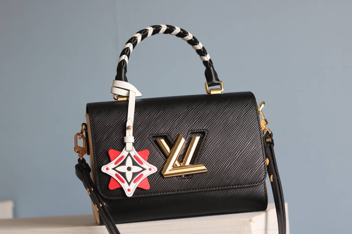 L0vis Vvtt0n Textured Epi Leather Twist Series Bag Black