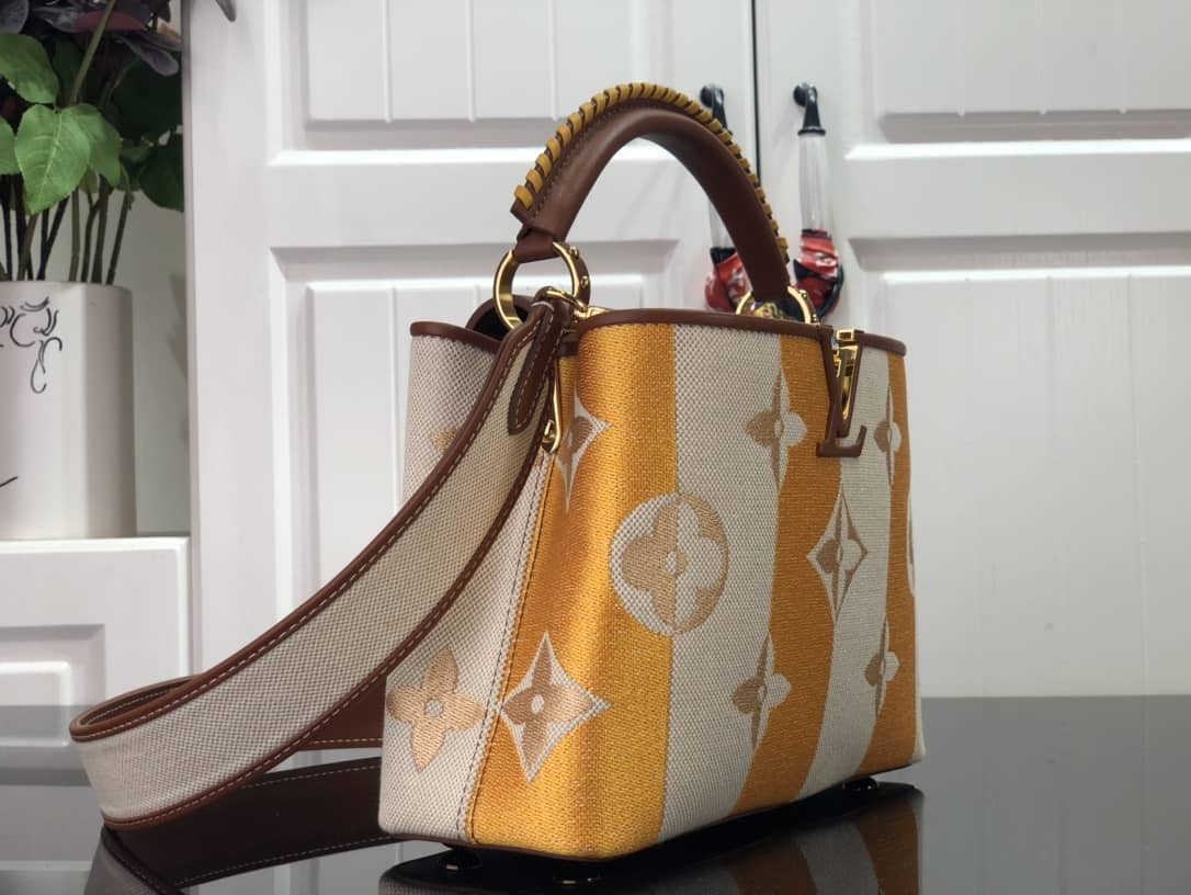 L0vis Vvtt0n Capucines Embroidery Replica Bag Orange M48865
