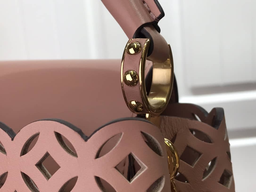 L0vis Vvtt0n Capucines BB Cutout Leather Bag Replica Pink M57228