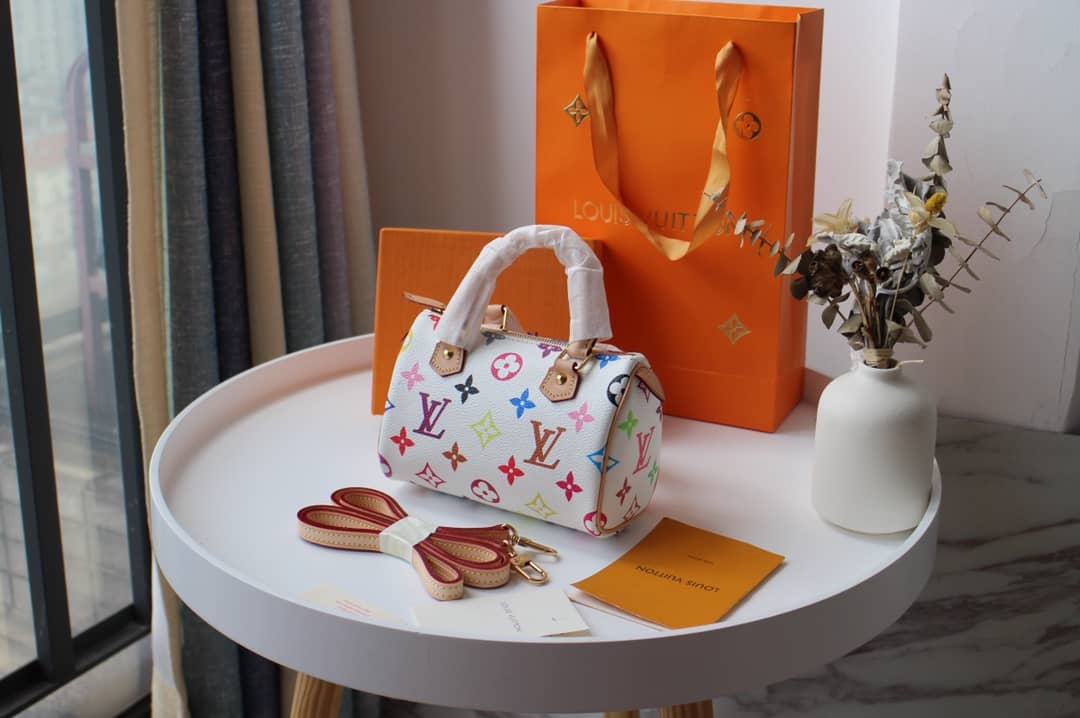 LV Duffle Bag Replica Monogram Multi Mini Speedy  White M92645