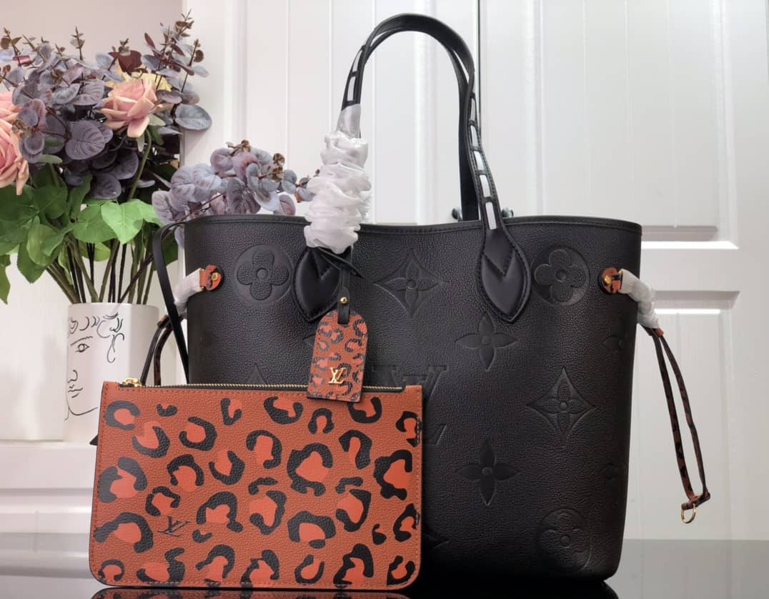 L0vis Vvtt0n Neverfull Dupe MM Monogram Empreinte Medium Bag Replica Black M45856