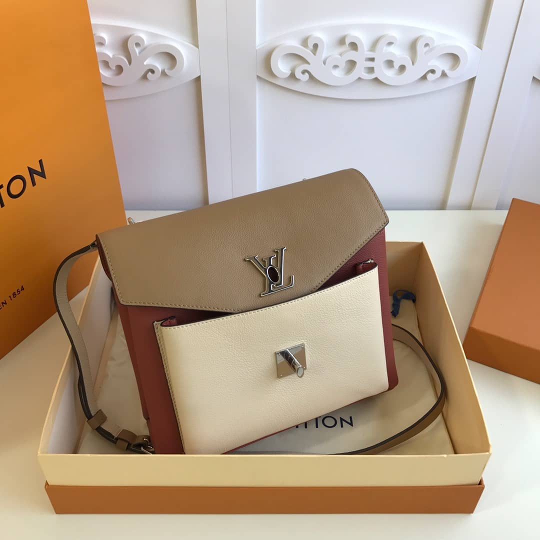 L0vis Vvtt0n MyLockMe 2way Leather Grain Replica Satchel Yellow M54849