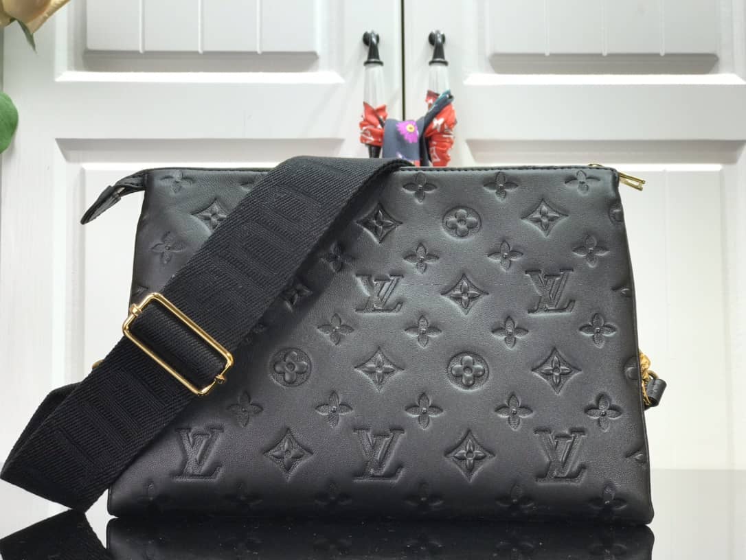 L0vis Vvtt0n Cream Coussin PM Monogram Embossed Lambskin Replica Bag Black M57793