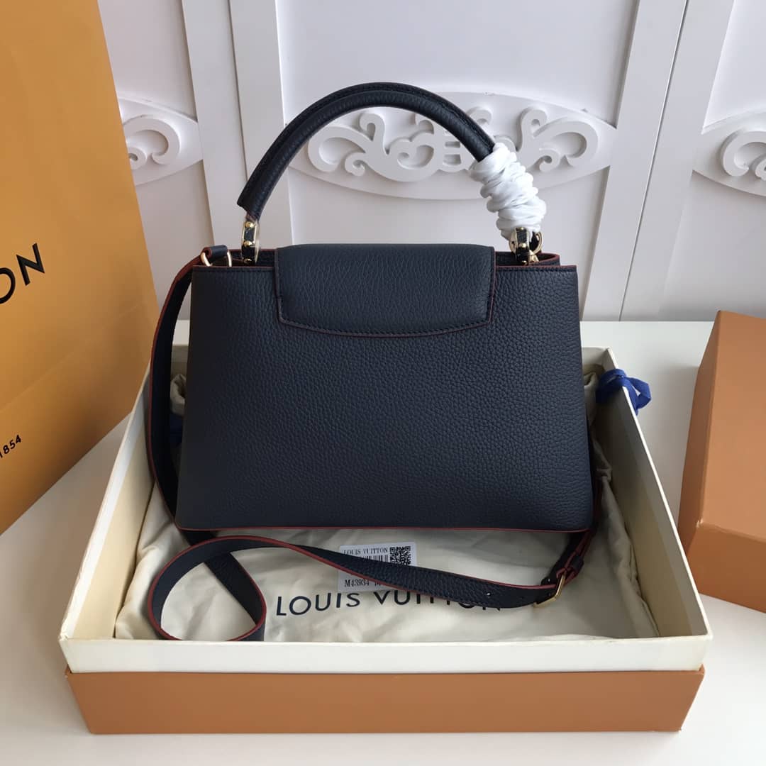 L0vis Vvtt0n Capucines MM 2way Taurillon Leather Shoulder Bag Replica Blue M43934
