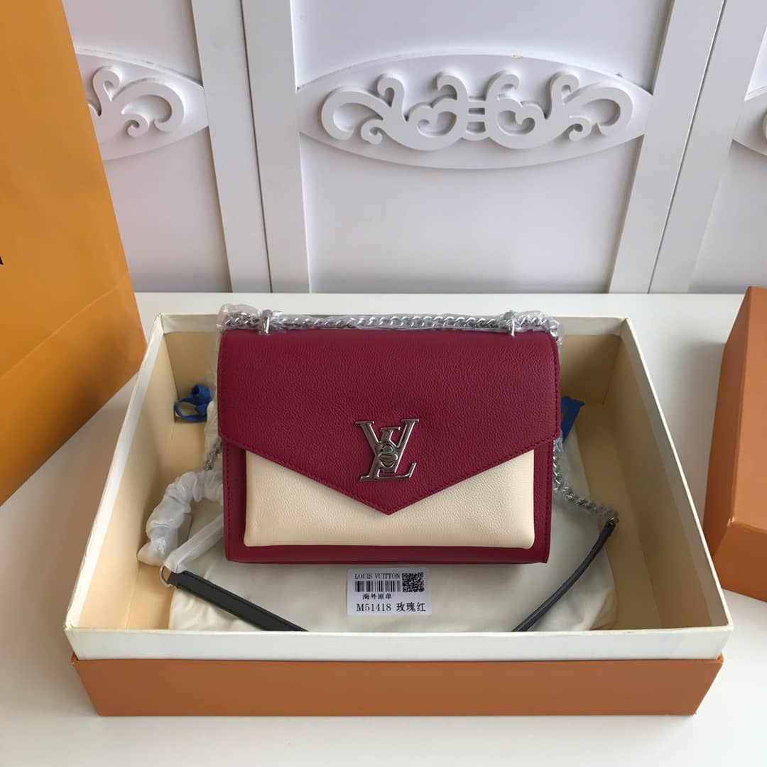 L0vis Vvtt0n MyLockMe BB Calf Chain Replica Shoulder Bag Red White M51418