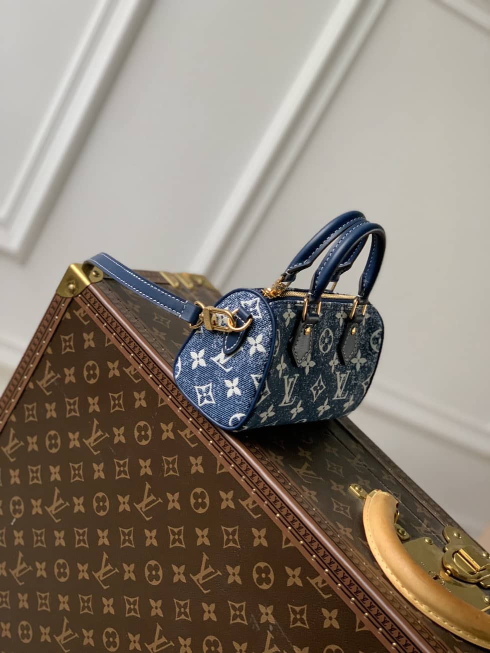 L0vis Vvtt0n Nano Speedy Denim Leather M81168 Replica Crossbody Bag