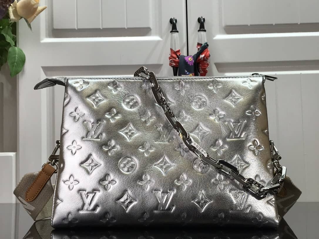 L0vis Vvtt0n Cream Coussin PM Monogram Embossed Lambskin Replica Bag Silver M57793