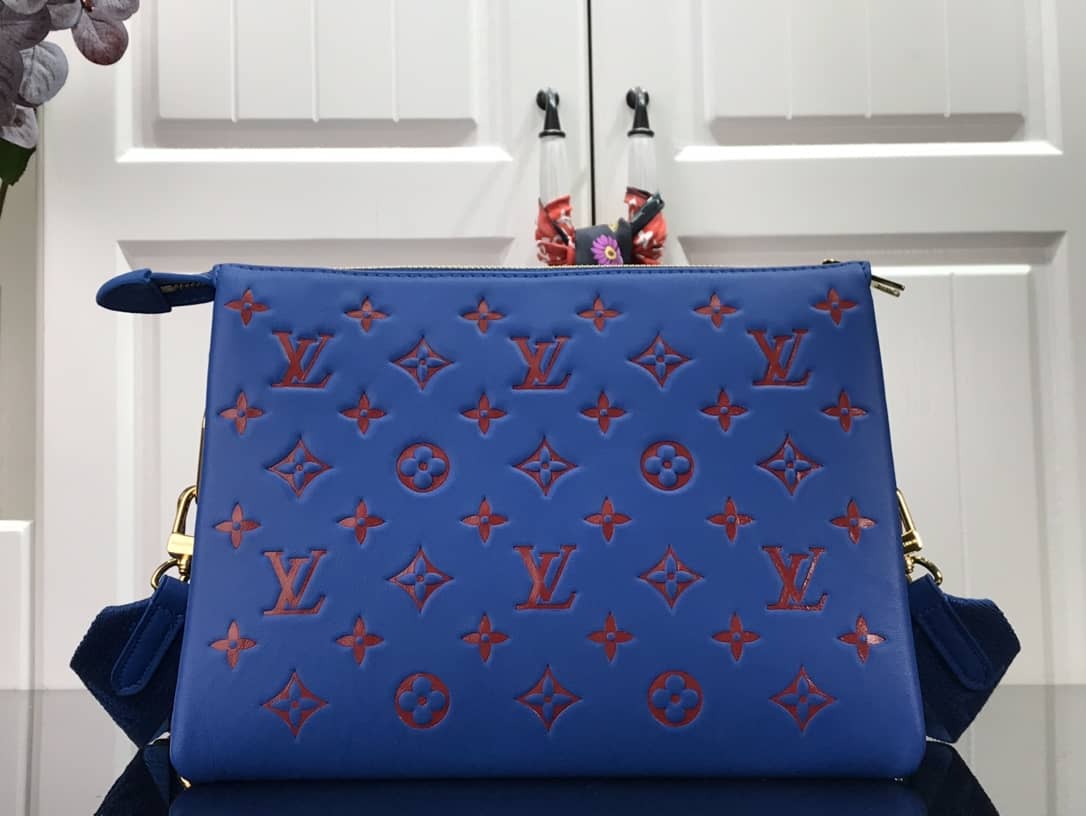 L0vis Vvtt0n Embossed Lambskin Coussin PM Replica Bag Blue M58628