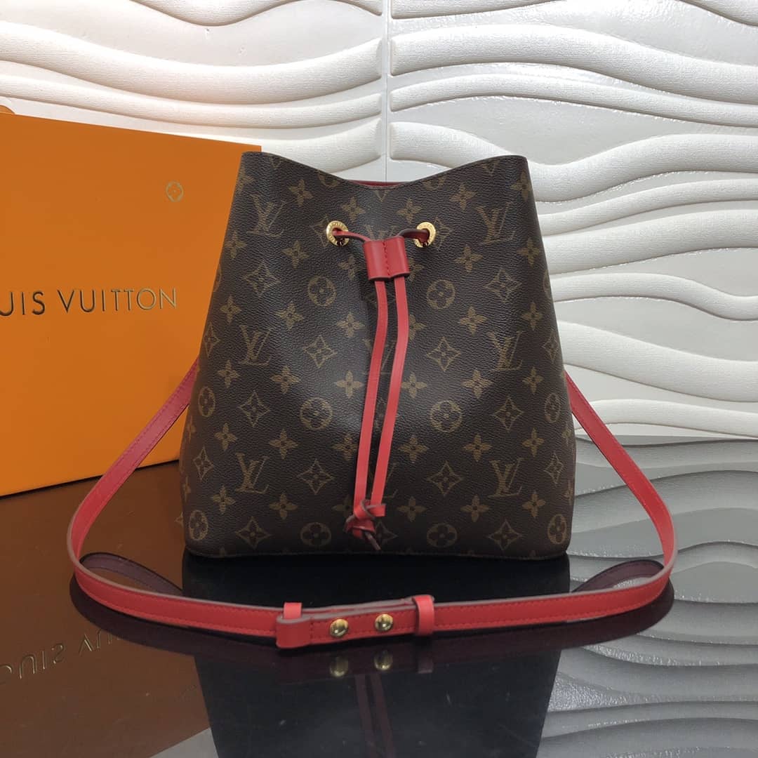 L0vis Vvtt0n Neonoe Replica Bucket Bag Brown Red M44020