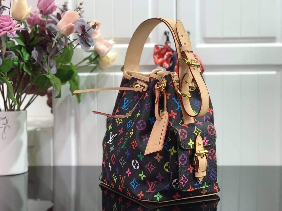 L0vis Vvtt0n Monogram Multicolor Petit Noe Replica Shoulder Bag Black M42229