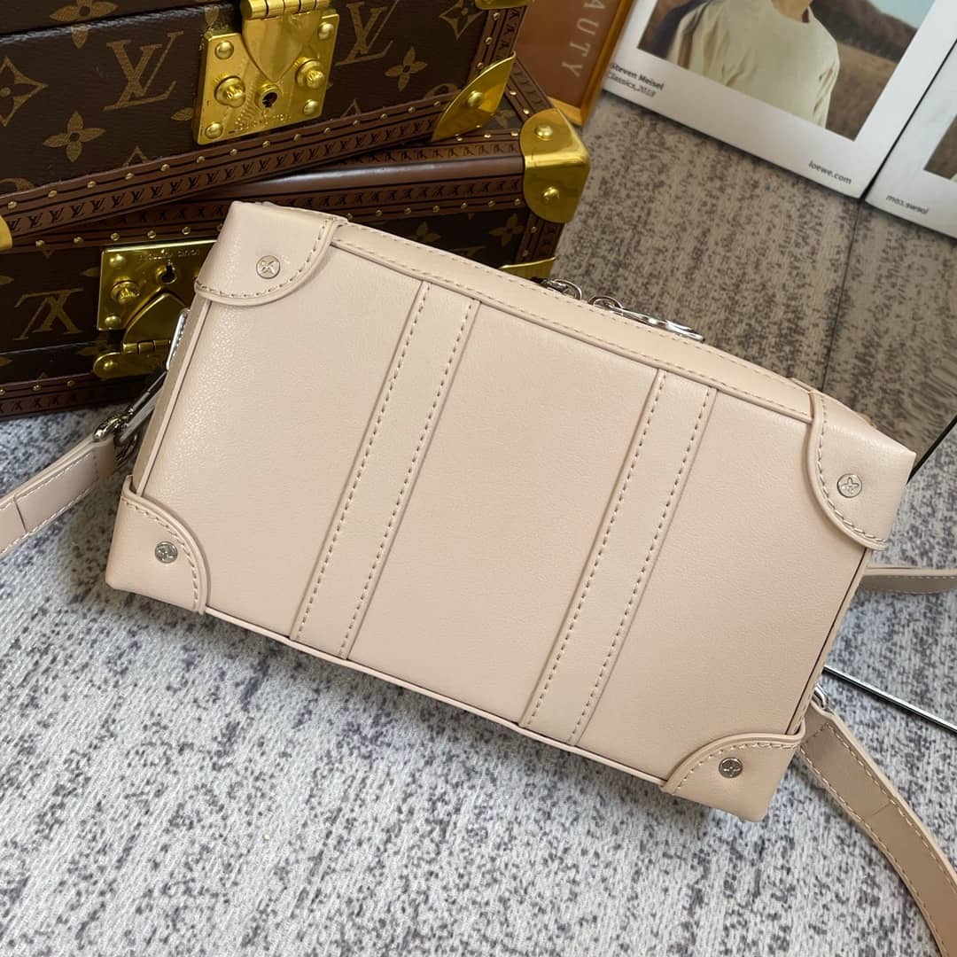 L0vis Vvtt0n Soft Trunk Monogram Mirror Coated Canvas Replica Bag Apricot M45880