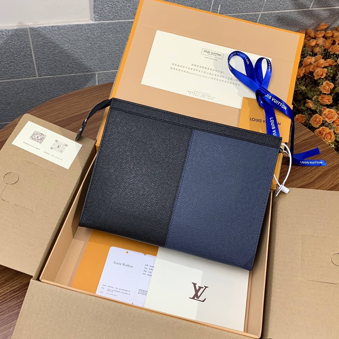 L0vis Vvtt0n Pochette Voyage MM Taiga Leather Replica Blue Red Black M30718