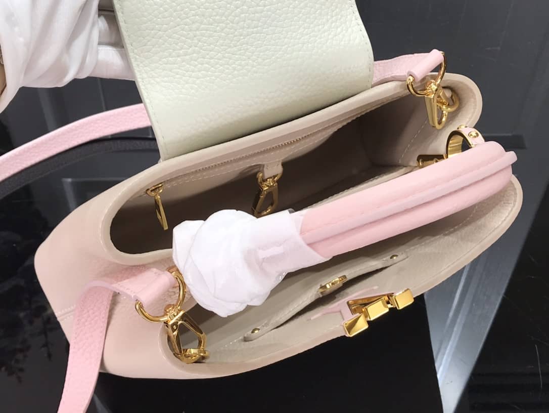 L0vis Vvtt0n Capucines MM 2way Leather Replica Shoulder Bag Apricot M57523