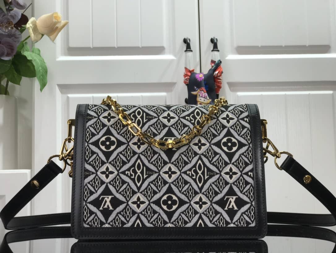 L0vis Vvtt0n Since 1854 Jacquard Pattern Dauphine MM Replica Shoulder Bag Black M57211