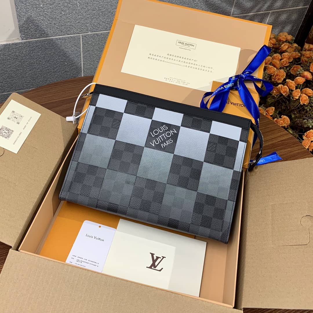L0vis Vvtt0n Pochette Voyage MM Damier Giant Canvas Replica Orange N60412