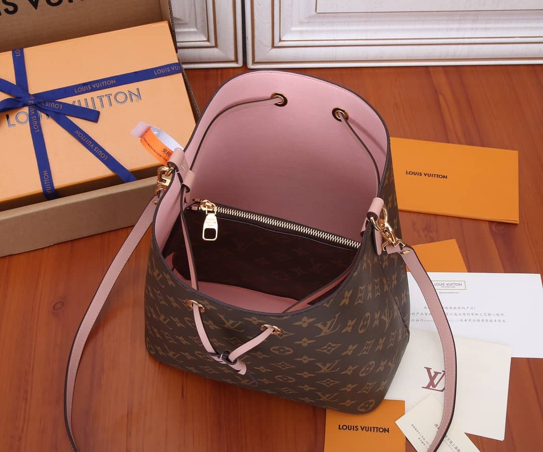 L0vis Vvtt0n Neo Noe Monogram Replica Drawstring Bag Pink M44022