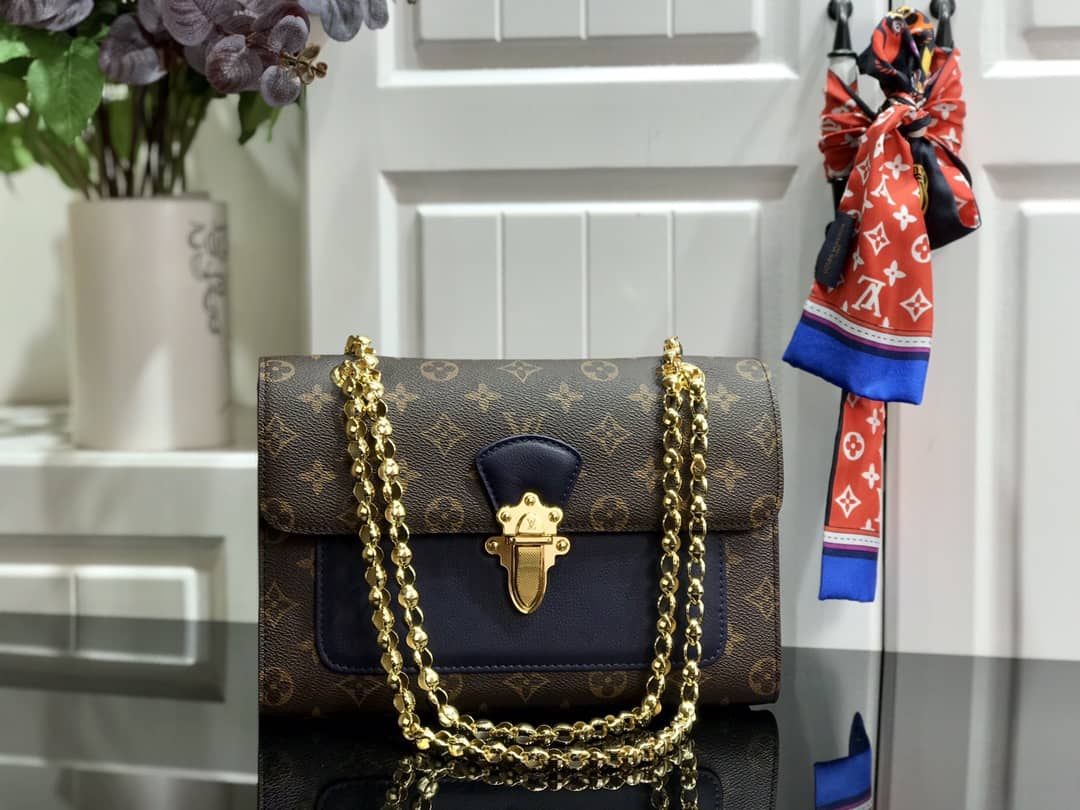 L0vis Vvtt0n Monogram Canvas Victoire Chain Bag Replica Blue M41731