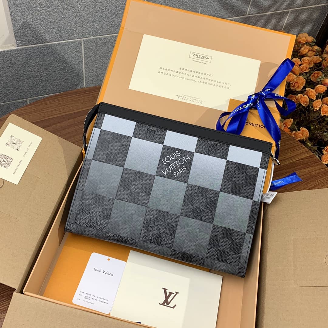 L0vis Vvtt0n Pochette Voyage MM Damier Giant Canvas Replica Orange N60412