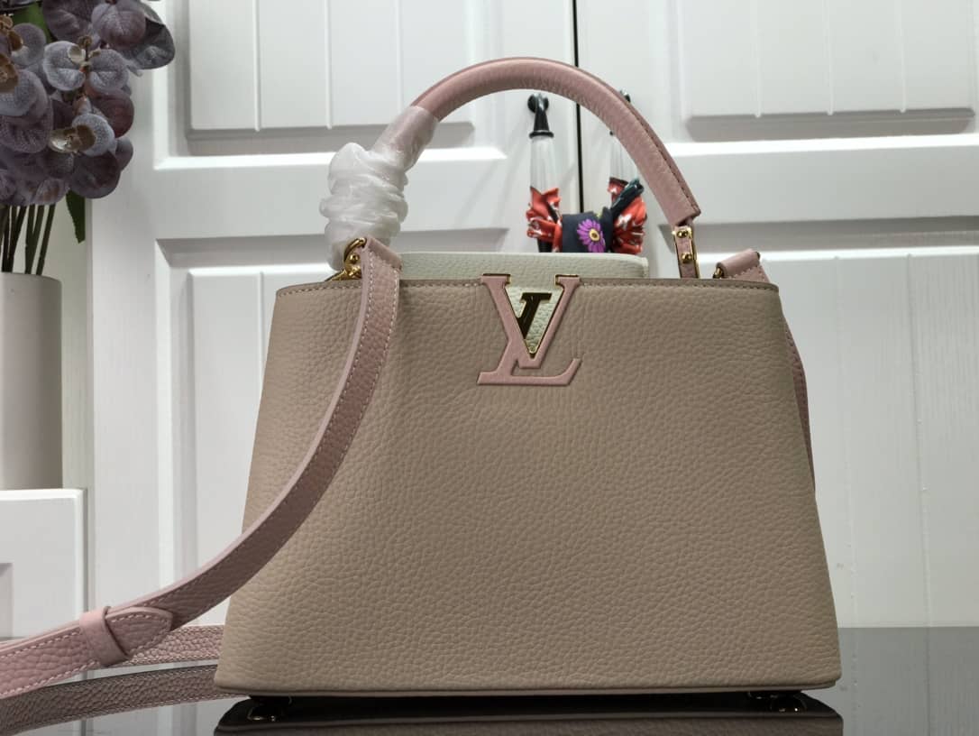 L0vis Vvtt0n Capucines MM 2way Leather Replica Shoulder Bag Apricot M57523