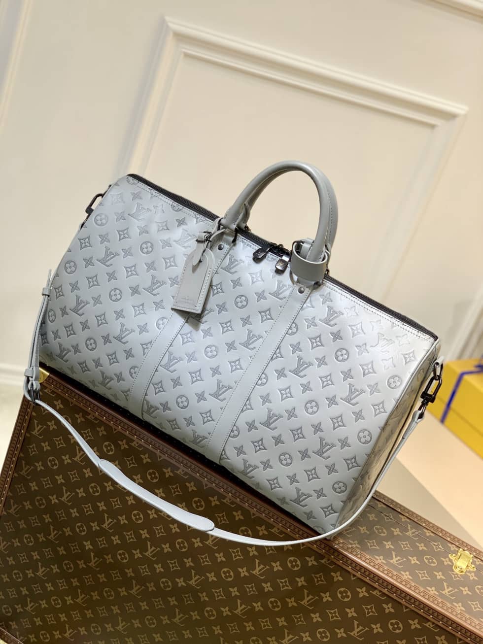 LV Duffle Bag Replica Unisex Keepall 50B Anthracite Monogram Gray M46117