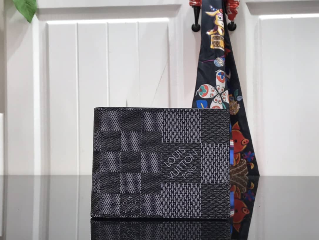 L0vis Vvtt0n Multiple Box Damier Graphite 3D Wallet Replica Black N60434