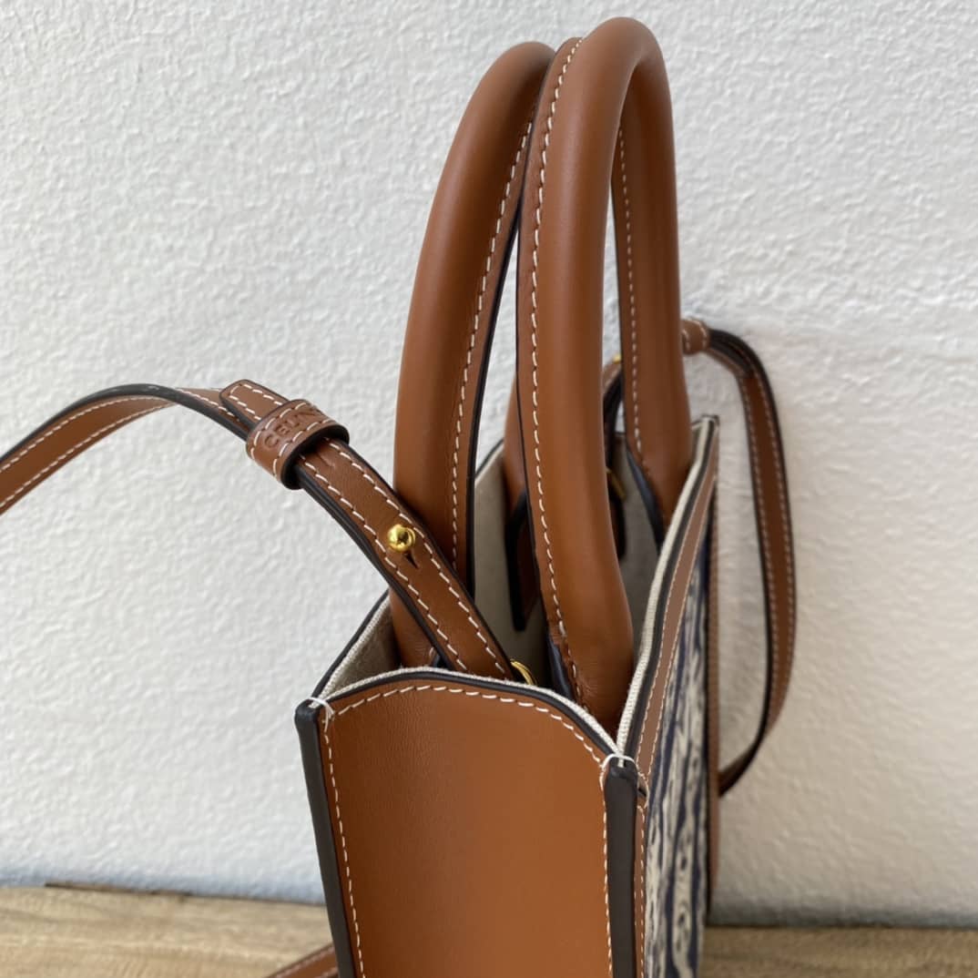 Ce1i*e Triomphe Canvas Calfskin Mini Vertical Cabas Replica Bag
