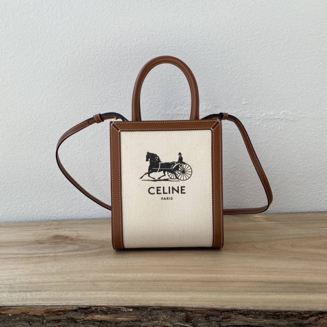 Ce1i*e Dupe  Triomphe Canvas Calfskin Mini Vertical Cabas Replica Bag