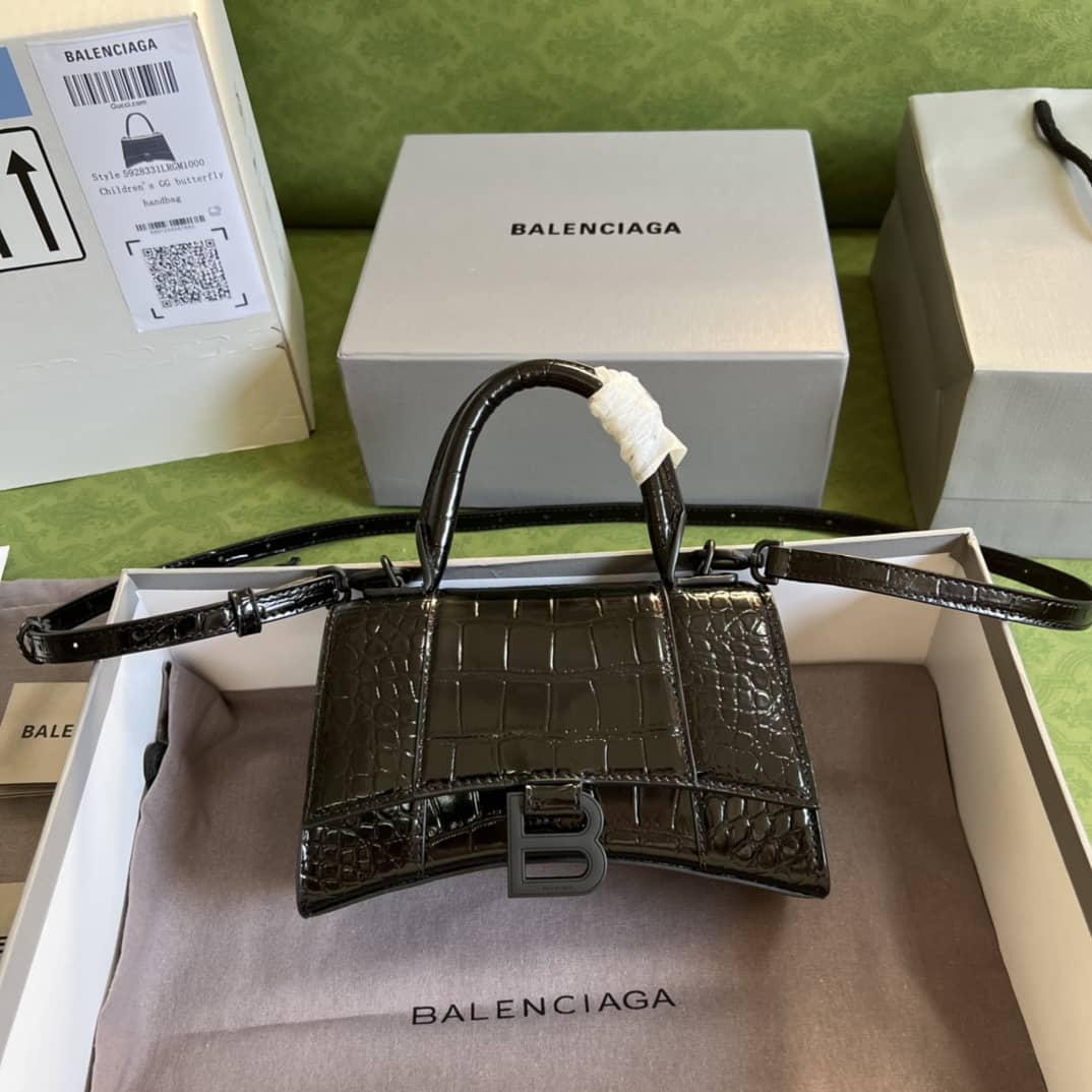 Ba1en*iaga Hourglass Leather Top Handle Replica Bag