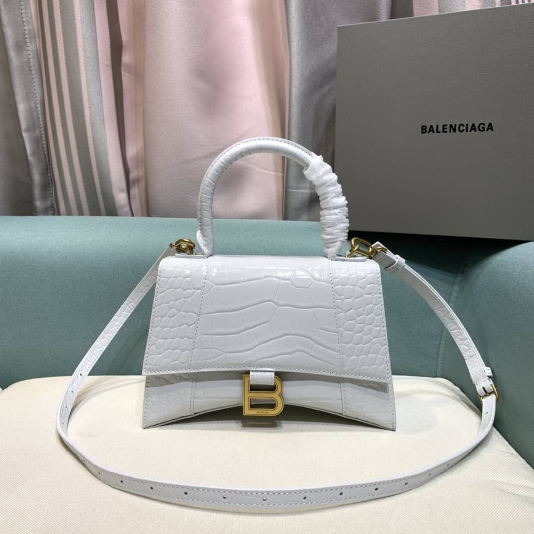 Ba1en*iaga Hourglass Leather Top Handle Replica Bag